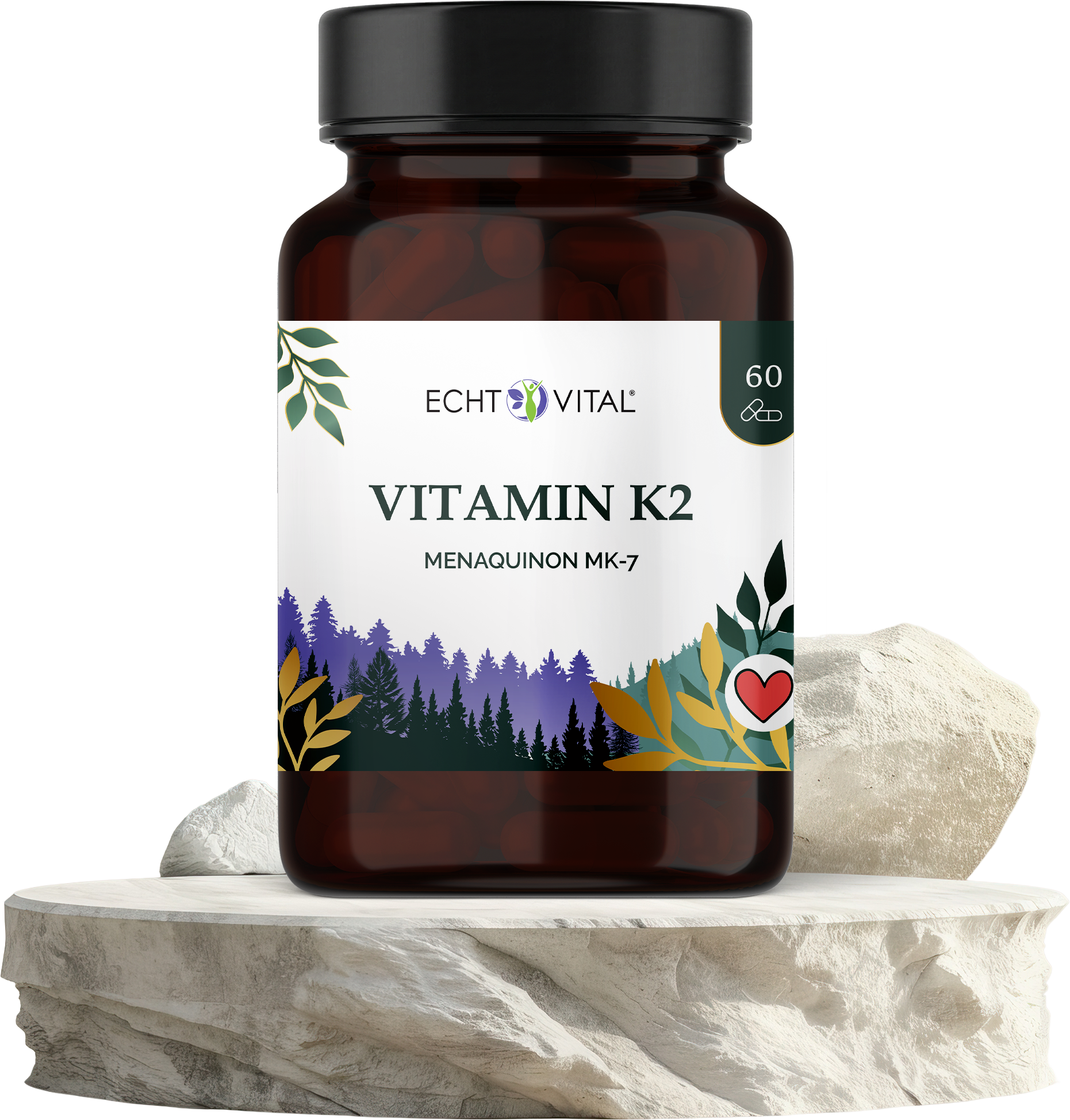 Vitamin K2 Kapseln natürlich - ECHT VITAL Premium Qualität